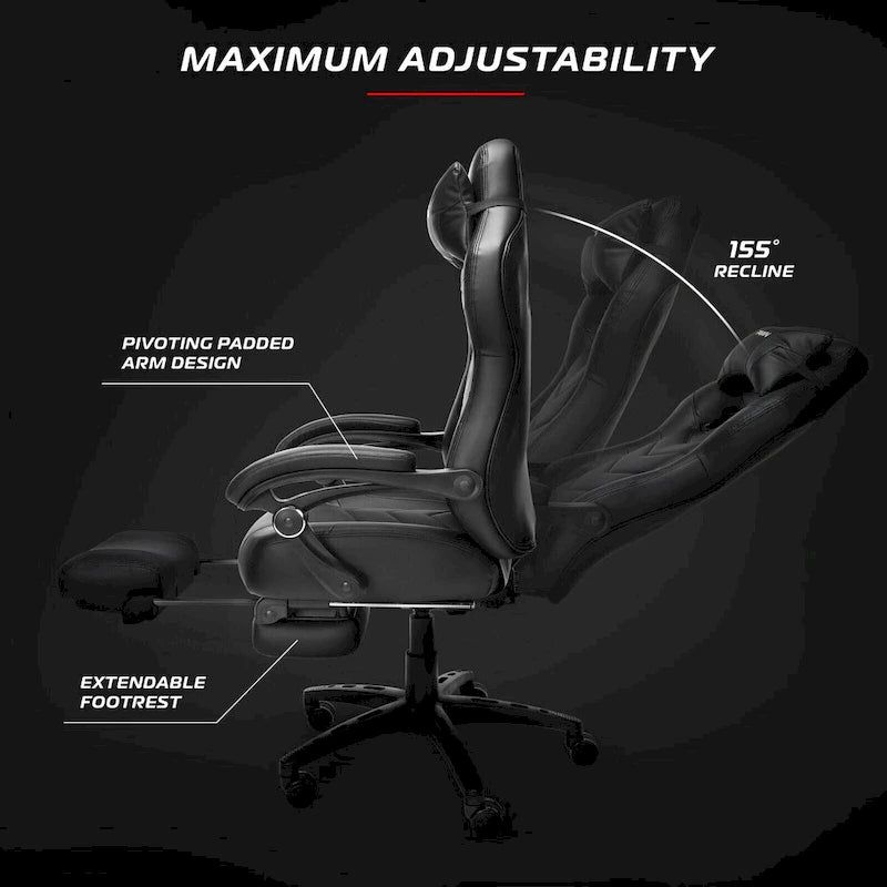 Chaise Gaming - Chaise Gaming avec Repose-pieds, Chaise de Bureau Ergonomique