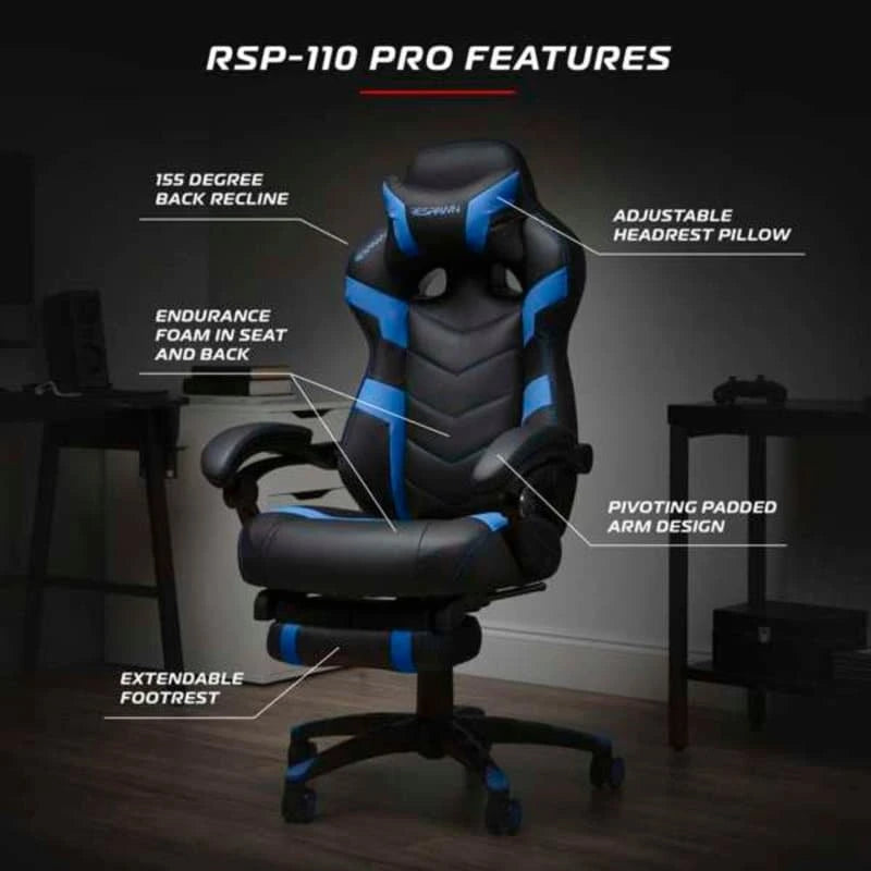 Chaise Gaming - Chaise Gaming avec Repose-pieds, Chaise de Bureau Ergonomique