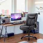 Chaise de bureau pivotante ergonomique pour ordinateur, accoudoirs rabattables, siège large et épais, support lombaire renforcé, capacité de 180 kg pour la maison et le bureau