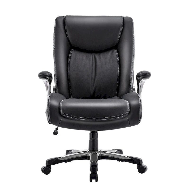 Chaise de bureau pivotante ergonomique pour ordinateur, accoudoirs rabattables, siège large et épais, support lombaire renforcé, capacité de 180 kg pour la maison et le bureau