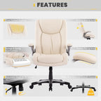 Chaise de bureau pivotante ergonomique pour ordinateur, accoudoirs rabattables, siège large et épais, support lombaire renforcé, capacité de 180 kg pour la maison et le bureau
