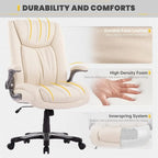 Chaise de bureau pivotante ergonomique pour ordinateur, accoudoirs rabattables, siège large et épais, support lombaire renforcé, capacité de 180 kg pour la maison et le bureau