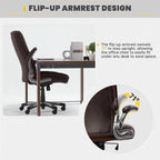 Chaise de bureau pivotante ergonomique pour ordinateur, accoudoirs rabattables, siège large et épais, support lombaire renforcé, capacité de 180 kg pour la maison et le bureau